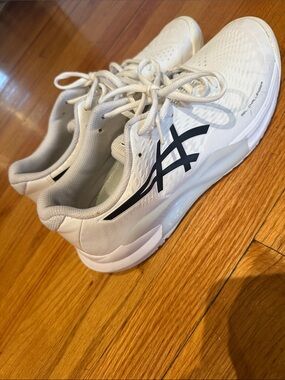 Asics Tennis and Squash Sneakers, Gel Challenger, white & black, US 8, EUR 41.5
